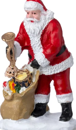 Intratuin kerstdorpminiatuur kerstman met cadeaus 4 x 3,5 x 6,8 cm