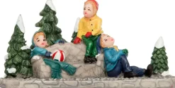 Intratuin kerstdorpminiatuur spelende kinderen 11 x 5 x 5,5 cm