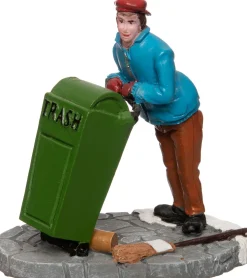 Intratuin kerstdorpminiatuur man met vuilnisbak 7 x 5 x 7 cm