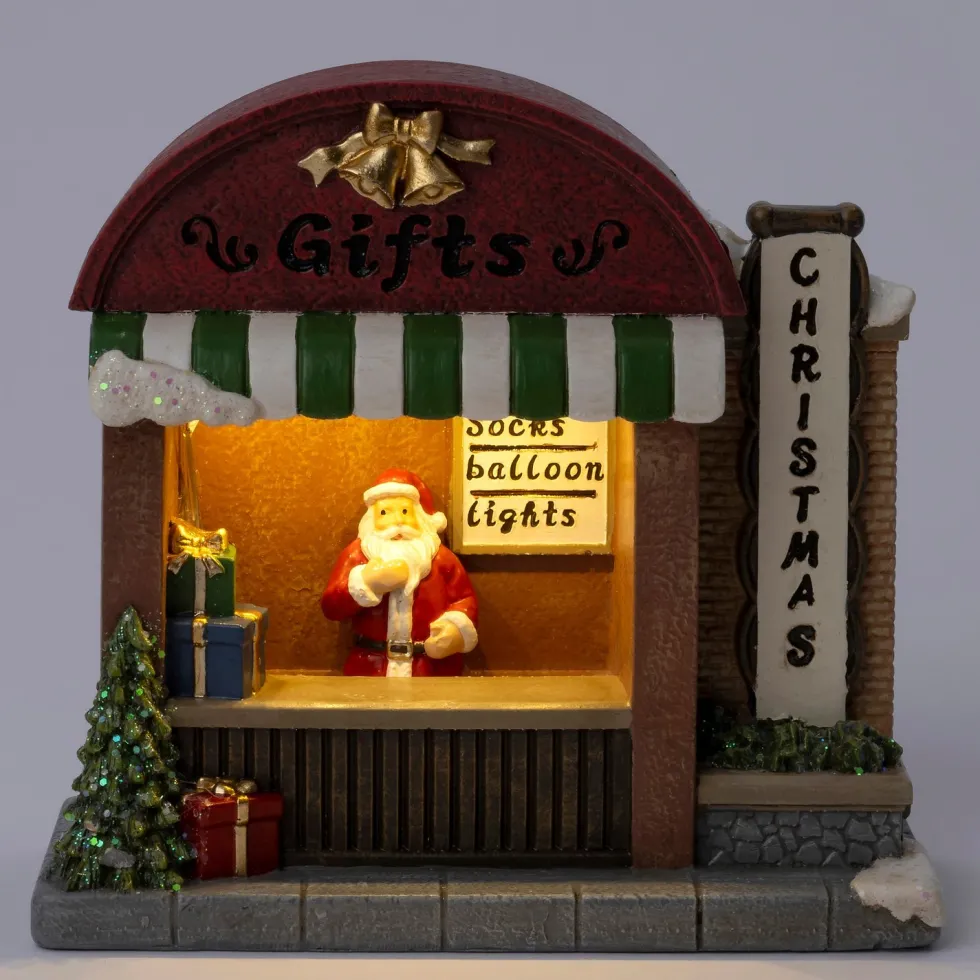 Intratuin kerstdorpminiatuur geschenkkraam 11,3 x 6,8 x 14,3 cm