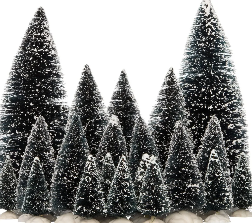 Intratuin kerstdorpminiatuur dennenboom met sneeuw 21 stuks