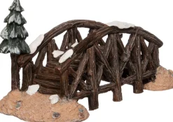 Intratuin kerstdorpminiatuur houten brug 14 x 7 x 8 cm
