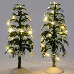 Intratuin kerstdorpminiatuur kerstboom 6 x 6 x 15 cm 2 stuks