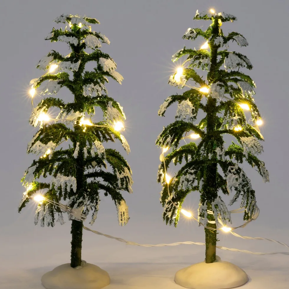 Intratuin kerstdorpminiatuur kerstboom 6 x 6 x 15 cm 2 stuks