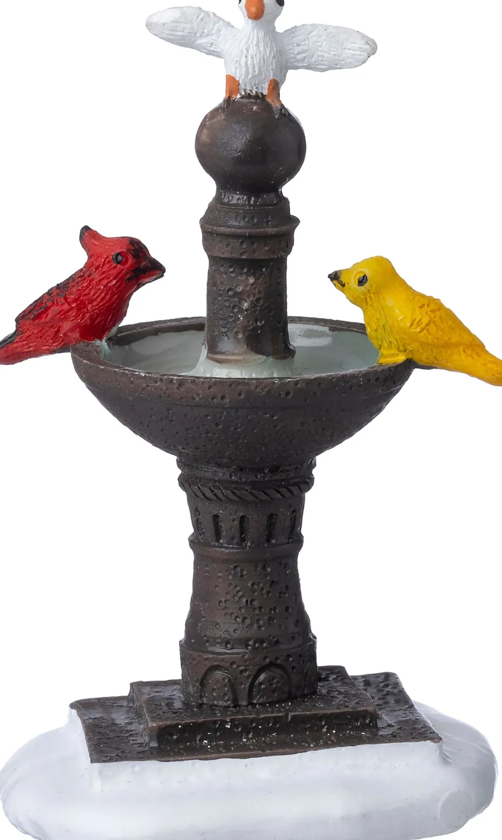 Intratuin kerstdorpminiatuur vogels drinken uit fontein 4,2 x 3,5 x 6,8 cm