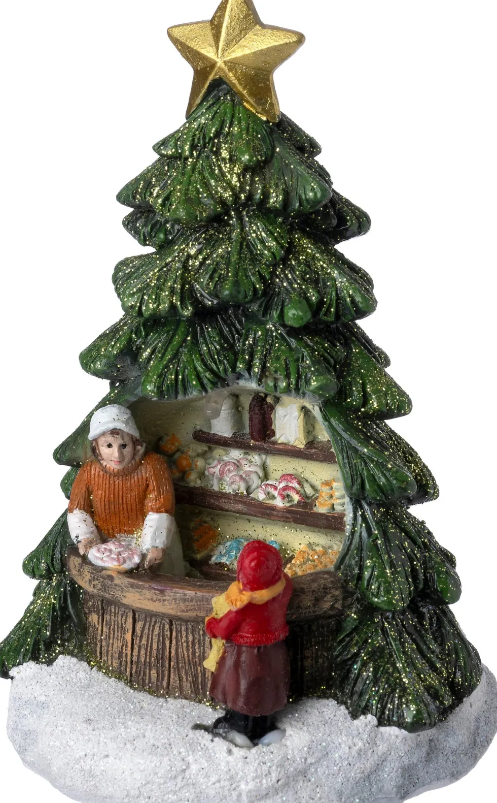Intratuin kerstdorpminiatuur kerstboom kraam 8,8 x 8 x 13,3 cm