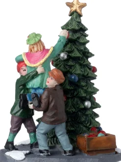 Intratuin kerstdorpminiatuur kerstboom versieren 6,6 x 6,1 x 8,8 cm