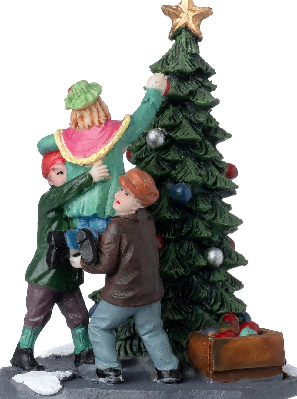 Intratuin kerstdorpminiatuur kerstboom versieren 6,6 x 6,1 x 8,8 cm