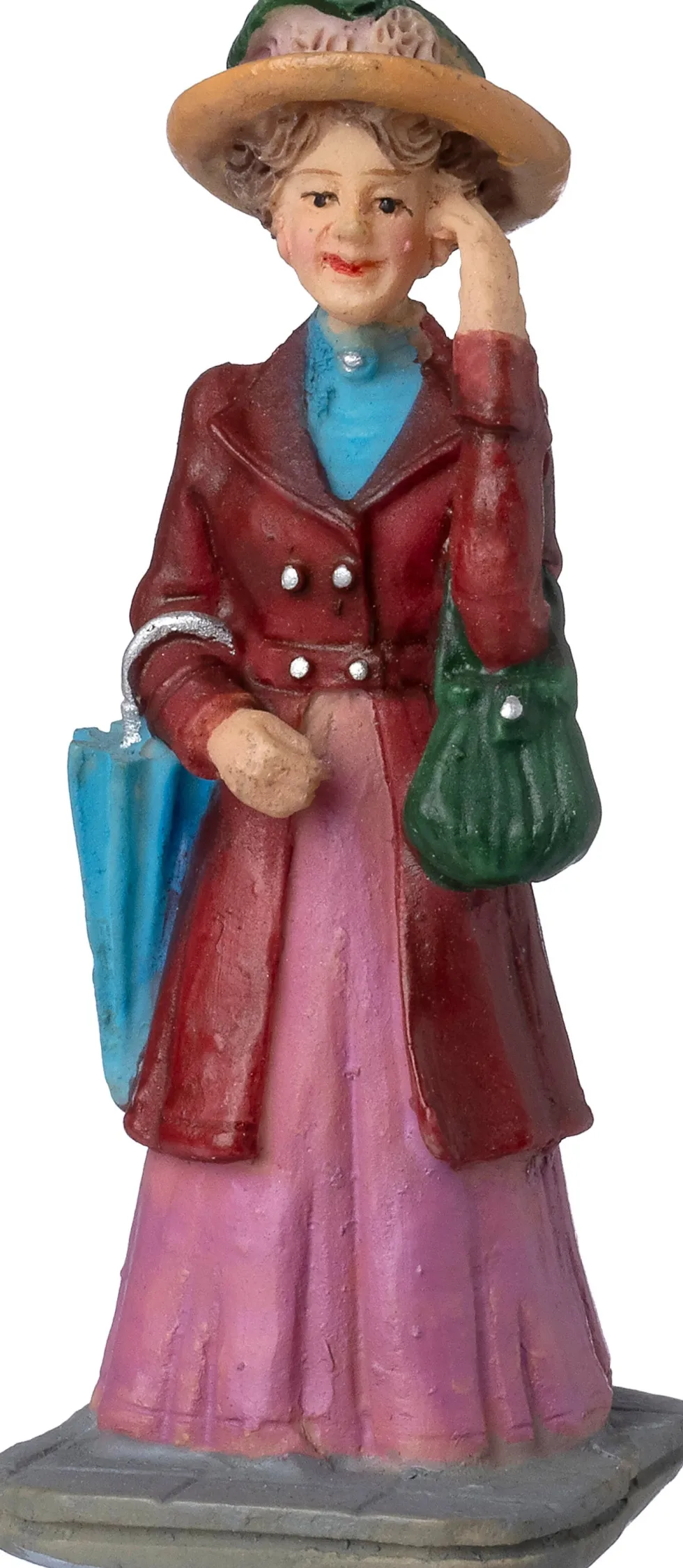 Intratuin kerstdorpminiatuur dame met paraplu 2,7 x 2,8 x 7,2 cm