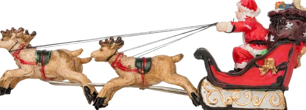 Intratuin kerstdorpminiatuur slee met kerstman en rendieren 15 x 2,5 x 5,5 cm