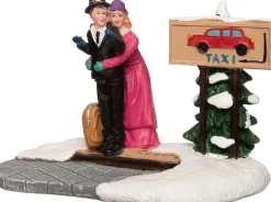 Intratuin kerstdorpminiatuur taxi wachtplaats 11 x 6 x 8 cm