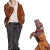 Intratuin kerstdorpminiatuur man met kat en hond 5,5 x 3,5 x 7,5 cm