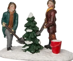 Intratuin kerstdorpminiatuur kerstboom uitgraven multi 10,5 x 6 x 7,5 cm