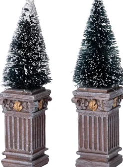 Intratuin kerstdorpminiatuur kerstboom in pot 2,1 x 2,1 x 9,8 cm 2 stuks