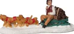 Intratuin kerstdorpminiatuur man op slee multi 15 x 5,5 x 6,5 cm