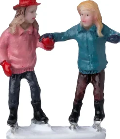 Intratuin kerstdorpminiatuur samen schaatsen 3,7 x 1,6 x 5 cm