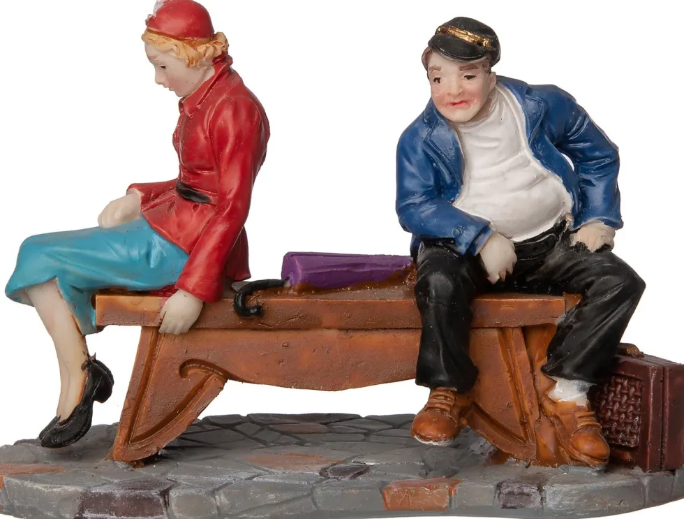 Intratuin kerstdorpminiatuur man en vrouw op bankje multi 9 x 4,5 x 6,5 cm