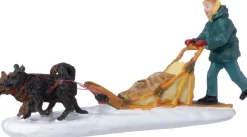 Intratuin kerstdorpminiatuur slee met hond 13,5 x 4,5 x 7,9 cm