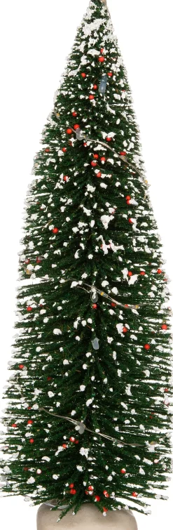 Intratuin kerstdorpminiatuur kerstboom met lampjes warm wit D 10 H 30 cm