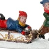 Intratuin kerstdorpminiatuur kinderen op slee 7,5 x 3 x 4,5 cm