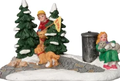 Intratuin kerstdorpminiatuur kinderen met dieren 13 x 7 x 8,5 cm