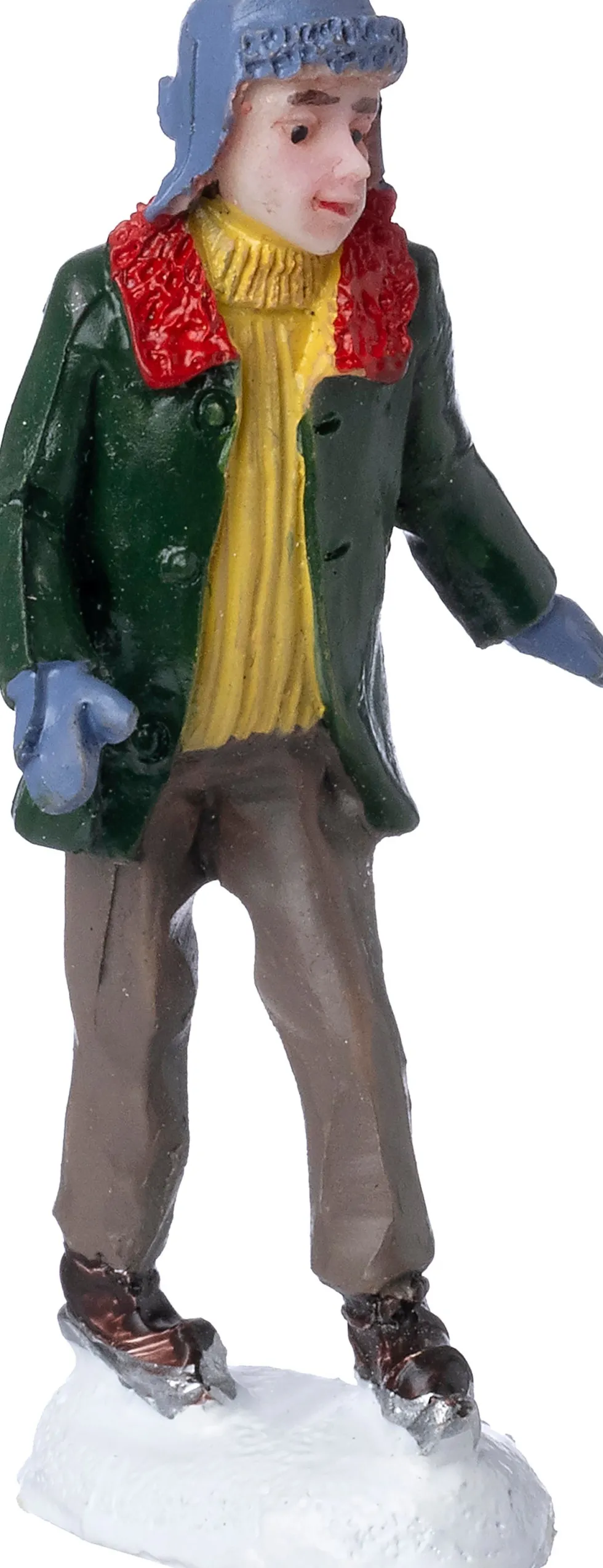 Intratuin kerstdorpminiatuur schaatsende man 2,4 x 1 x 6 cm