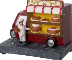 Intratuin kerstdorpminiatuur bakkerswagen 14 x 8 x 12,5 cm