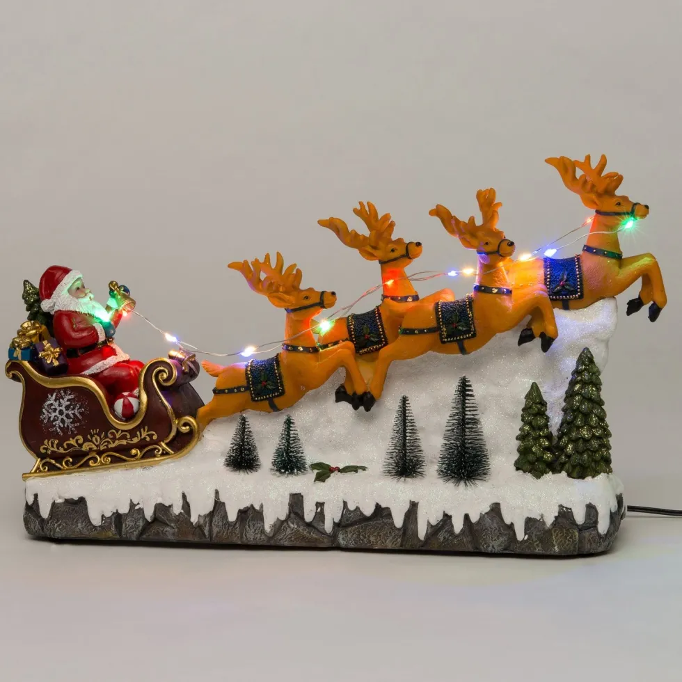 Intratuin kerstdorpminiatuur kerstman met slee 40 x 10 x 23 cm