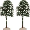 Intratuin kerstdorpminiatuur boom met gekleurde LED verlichting D 7 H 15 cm 2 stuks
