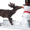 Intratuin kerstdorpminiatuur hert met sneeuwpop 9,5 x 4 x 6,2 cm