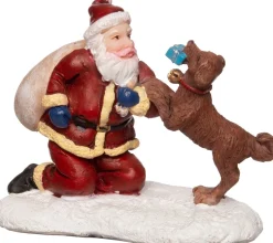 Intratuin kerstdorpminiatuur kerstman met hond 6 x 3 x 5 cm