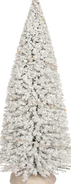 Intratuin kerstdorpminiatuur kerstboom met sneeuw lampjes warm wit D 8,5 H 23 cm