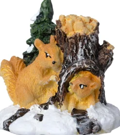 Intratuin kerstdorpminiatuur eekhoorns in stam 5 x 4,2 x 5,2 cm