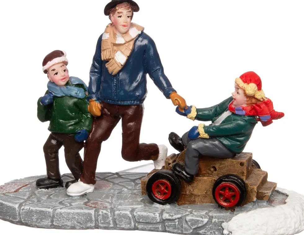 Intratuin kerstdorpminiatuur moeder met kinderen 10 x 5 x 7 cm