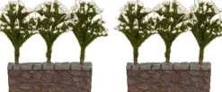 Intratuin kerstdorpminiatuur bomen op een muur 9 x 5 x 9,5 cm 2 stuks