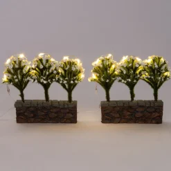 Intratuin kerstdorpminiatuur bomen op een muur 9 x 5 x 9,5 cm 2 stuks