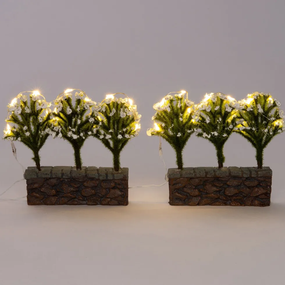 Intratuin kerstdorpminiatuur bomen op een muur 9 x 5 x 9,5 cm 2 stuks