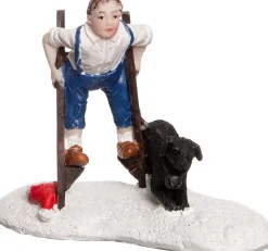 Intratuin kerstdorpminiatuur kind op stelten 7 x 3,5 x 6 cm
