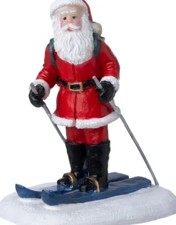 Intratuin kerstdorpminiatuur kerstman op skies 5,4 x 4,3 x 6,3 cm