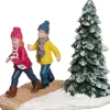 Intratuin kerstdorpminiatuur kinderen met kerstboom 7,8 x 6 x 7,2 cm