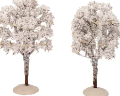 Intratuin kerstdorpminiatuur bomen 24 lampjes warm wit 7 x 7 x 14 cm 2 stuks