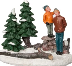 Intratuin kerstdorpminiatuur vader met kind 10,5 x 6 x 8,5 cm
