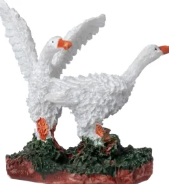 Intratuin kerstdorpminiatuur twee ganzen 3,8 x 2,5 x 4,5 cm