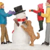 Intratuin kerstdorpminiatuur kind met sneeuwpop 8,5 x 4,5 x 7 cm