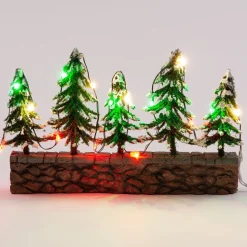 Intratuin kerstdorpminiatuur kerstbomen op muur met lampjes multi 18,5 x 4 x 11,5 cm