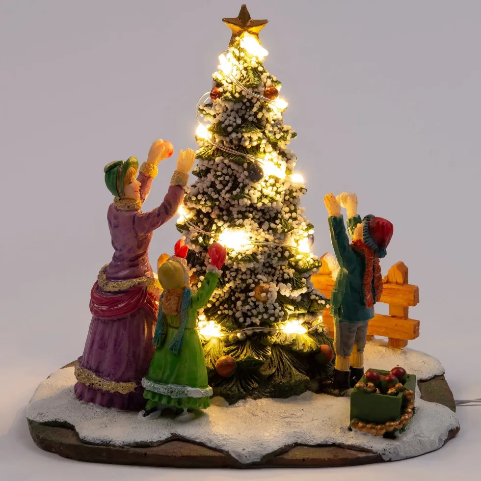 Intratuin kerstdorpminiatuur kerstboom versieren 12 x 10 x 11 cm