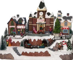 Intratuin kerstdorpminiatuur treinstation 35,5 x 20,5 x 27 cm