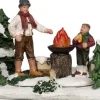 Intratuin kerstdorpminiatuur kampvuur met man en kind 15 x 8,5 x 8 cm
