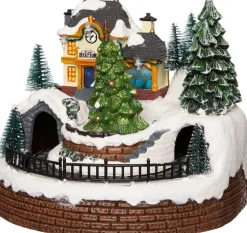 Intratuin kerstdorpminiatuur dorp met treinstation 19,5 x 18,5 x 16,5 cm