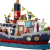 Intratuin kerstdorpminiatuur pakjesboot groot 33,5 x 14 x 22 cm